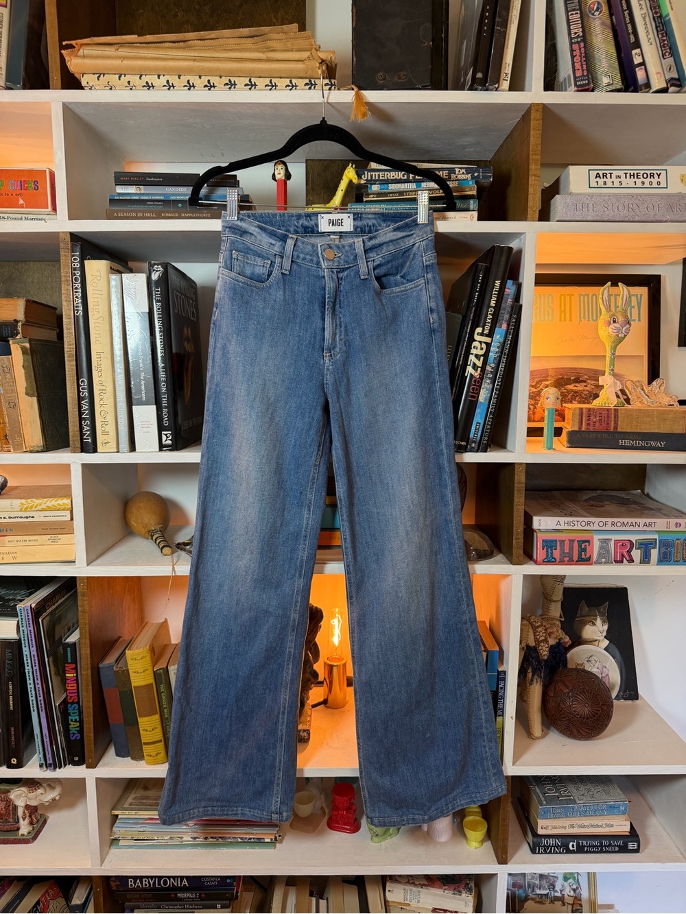 Paige Women's Blue High-Rise Wide-Leg Jeans